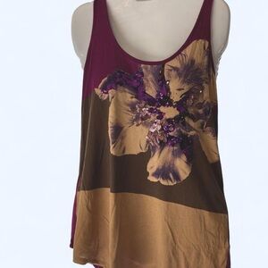 Express Purple and Tan shimmering Sleeveless Tank Top M
